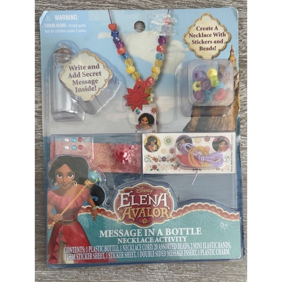 Disney Other - NEW Disney Elena Of Avalor Message in a Bottle Necklace Activity-Stickers Beads